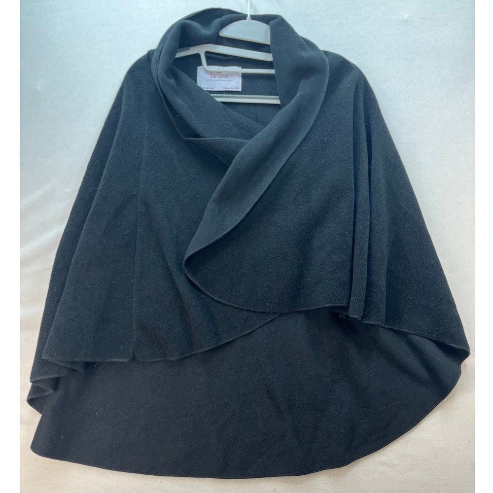 Janska Polartec Fleece Shawl Wrap Cape Black Women's One Size